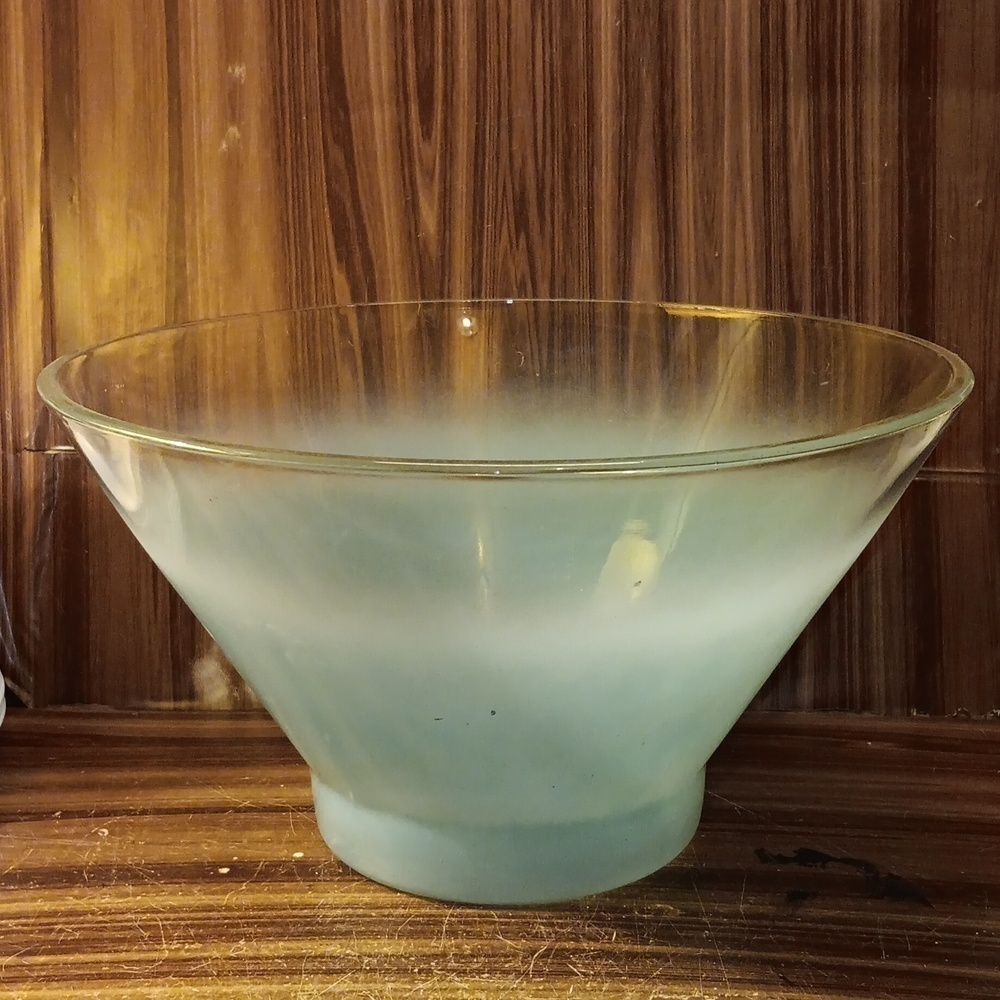 Vintage 1950s Blenko glass  MCM turquoise fade salad bowl